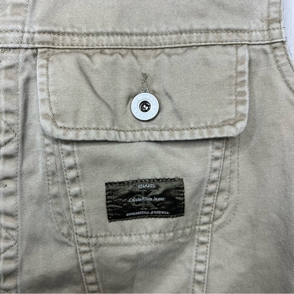 Vintage Calvin Klein Jeans Khaki Denim Button Up Vest size medium - Picture 3 of 8